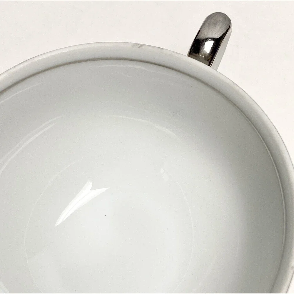 4‎ Vintage Fine China Harmony House Silver Sonata Tea Cups Mug 3639 Cups Only